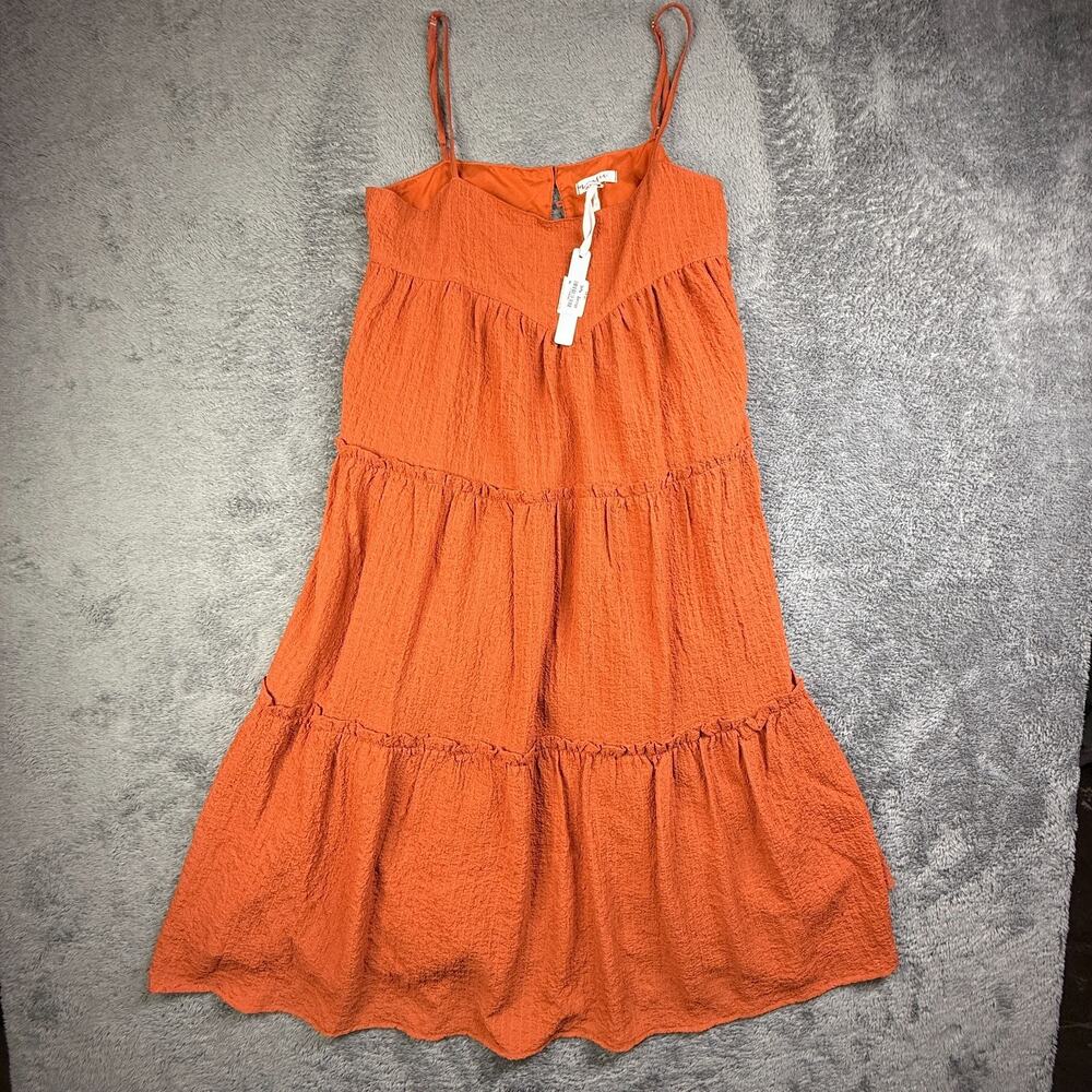 Majie Nordstrom NEW Womens Tiered Midi Dress Burnt Orange Boho Spaghetti Strap M